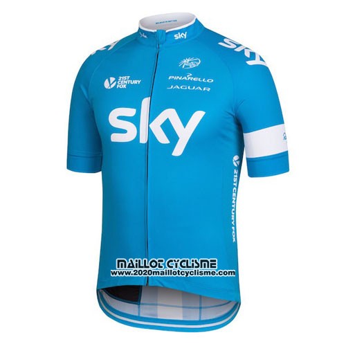 2016 Maillot Ciclismo Sky Azur et Blanc Manches Courtes et Cuissard
